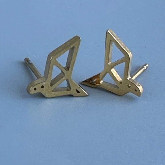 Surgical Steel Origami Bird Stud Earrings - Picture 13 of 16